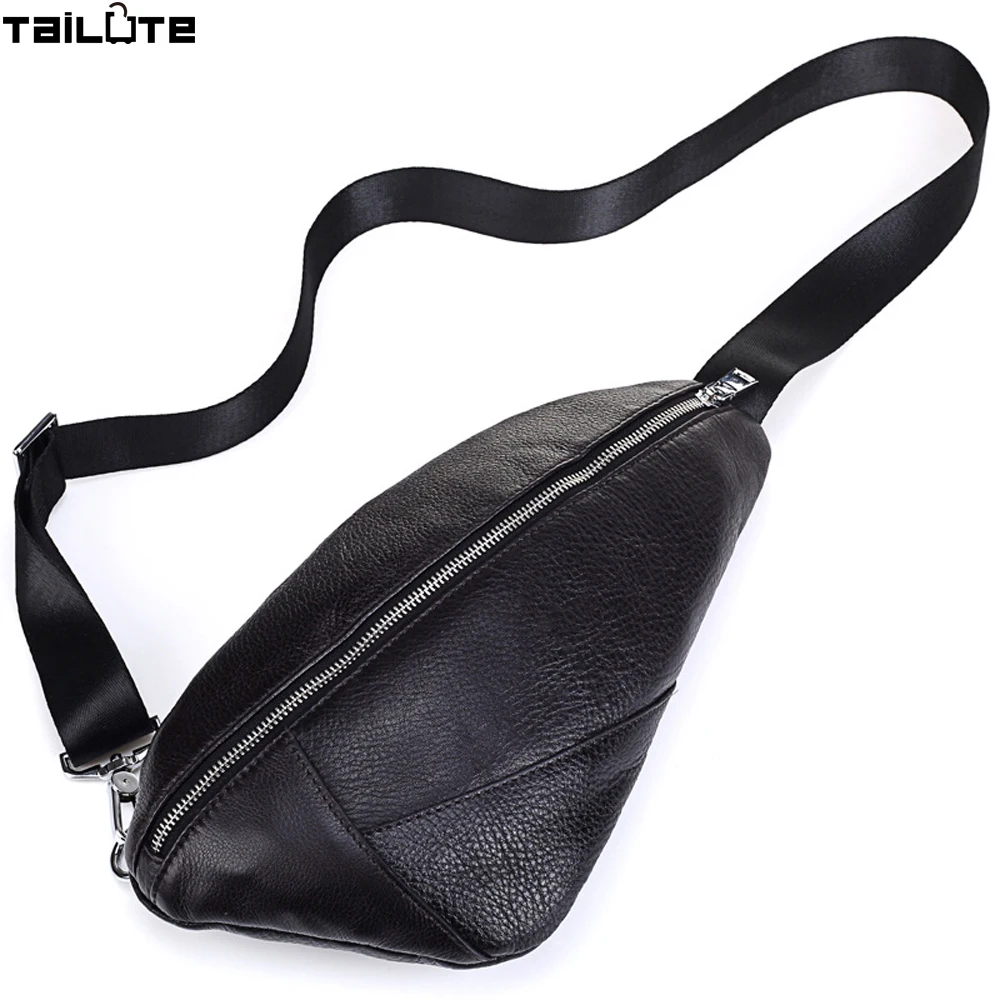 

TAILUTE Men Chest Pack Bag Single Shoulder Strap Pack Bag Genuine Leather Business BagMen Fashion Handbag Rucksack Chest Bag