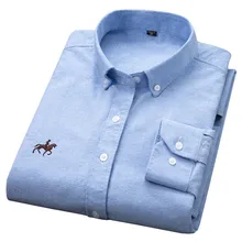 Бренд DAVYDAISY, оксфордские рубашки, мужские осенние приталенные однотонные повседневные рубашки с длинным рукавом, высокое качество, Chemise Homme DS-211