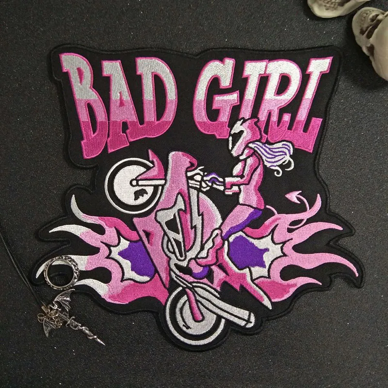 BAD GIRL, железная нашивка, вышитая аппликация, этикетка для шитья, Панк байкерские нашивки, наклейки для одежды, аксессуары для одежды, значок