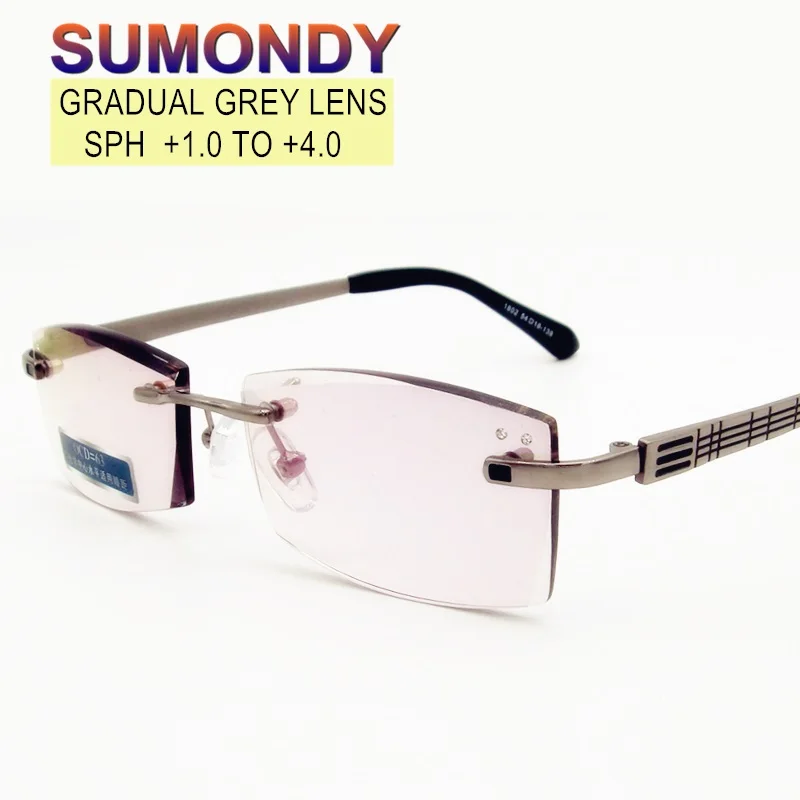 Мужские и женские очки без оправы SUMONDY серые для чтения SPH + 1 0 до 4 дальнозоркости