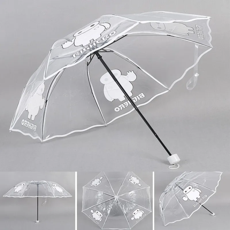 

Fashion Transparent Umbrella 3-Folding Umbrella Rain Women Cheap Small Fresh Parasols