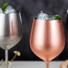 Бокал для красного вина из нержавеющей стали 530 мл, медное серебро, розовое золото, бокалы для сока, напитков, шампанского, бокал для вечеринок, барная посуда, кухонный инструмент