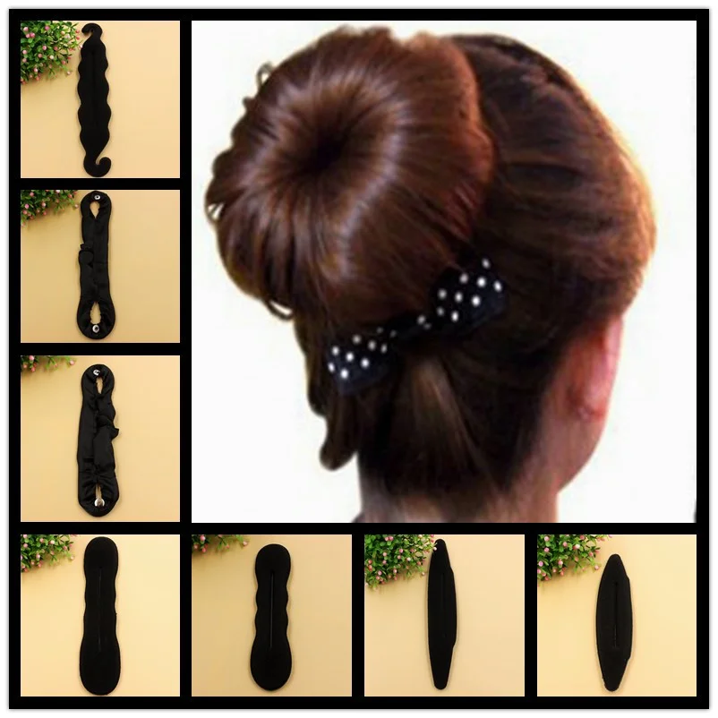 

3pcs/lot 2016 New Hot Sale Fashion Hair Tools Elegant Magic Style Buns Hair Accessories Black Nylon Sponge Taenia Hair Donut