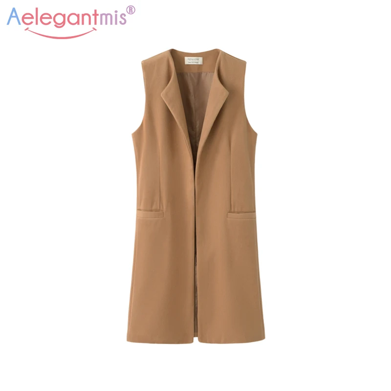 

Women Autumn Spring Wool Blend Vest Waistcoat Lady Office Wear Long Waistcoat Women Coat Casual Sleeveless Vest Jacket Plus Size