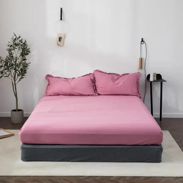 

3 pcs bedding set Fitted Sheet Mattress Cover +2 Pillowcase Bed Sheet Four Corners With elastic King Queen Flat Sheet Sabanas