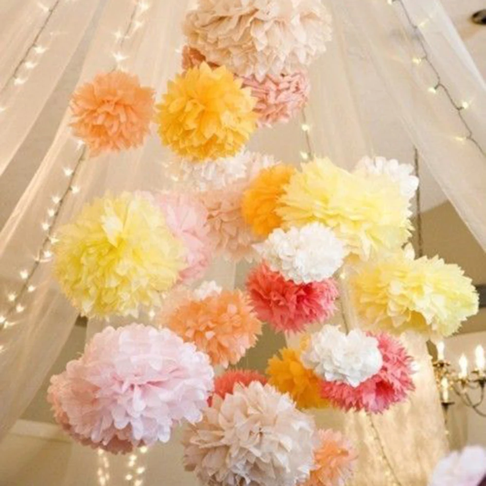 5pcs 20cm Decorative Tissue Paper Pom Poms Flower ...
