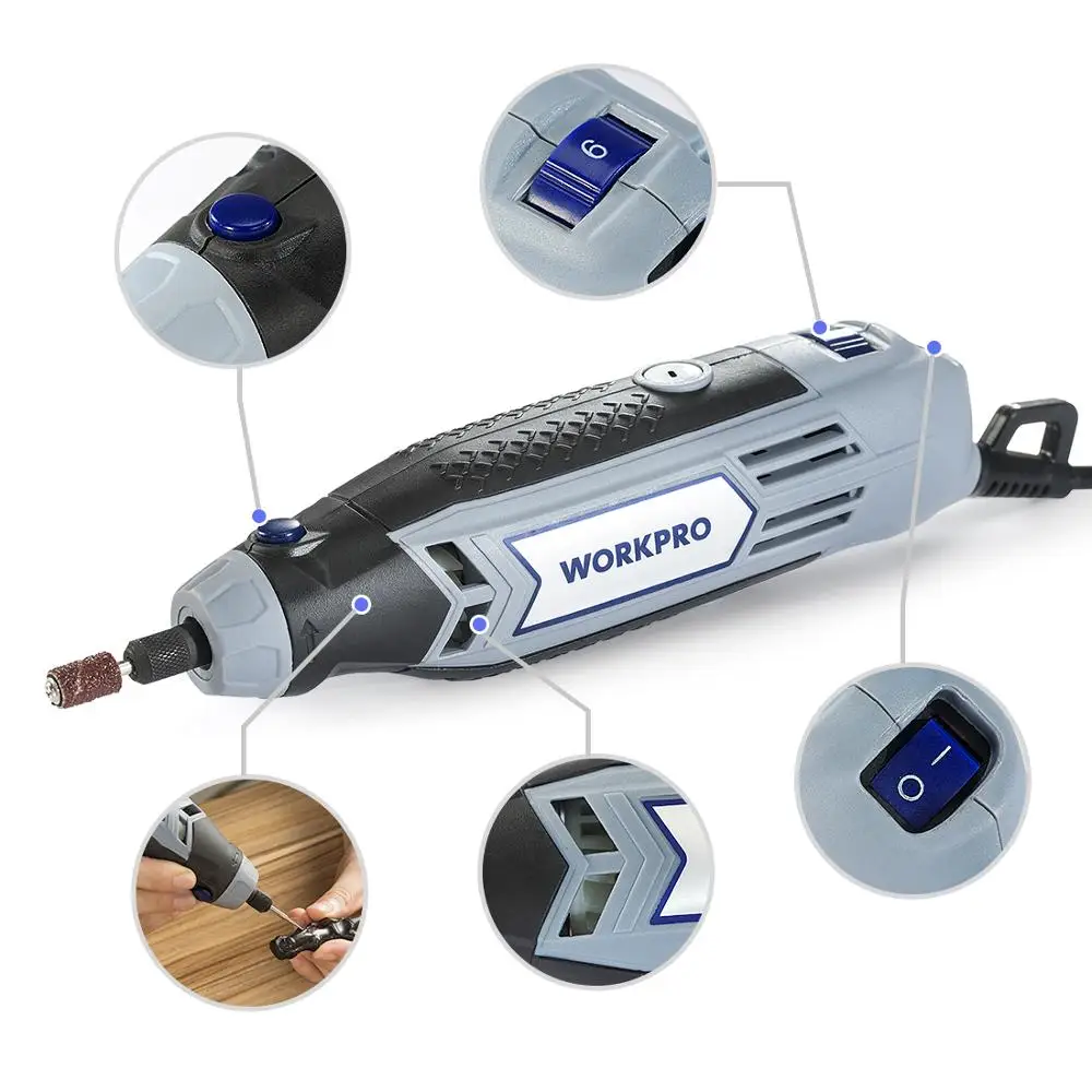 WORKPRO 130W Mini Drill Rotary Tool With Grinding
