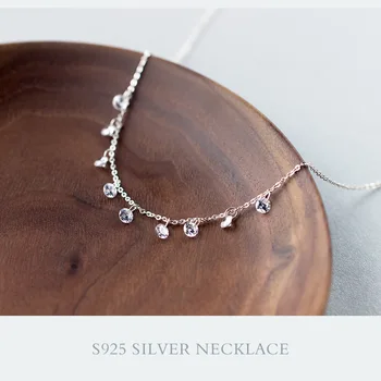 

Real. 925 Sterling Silver Round crystals CZ AAA+ Pendant Statement station Necklace Sweet GTLX740