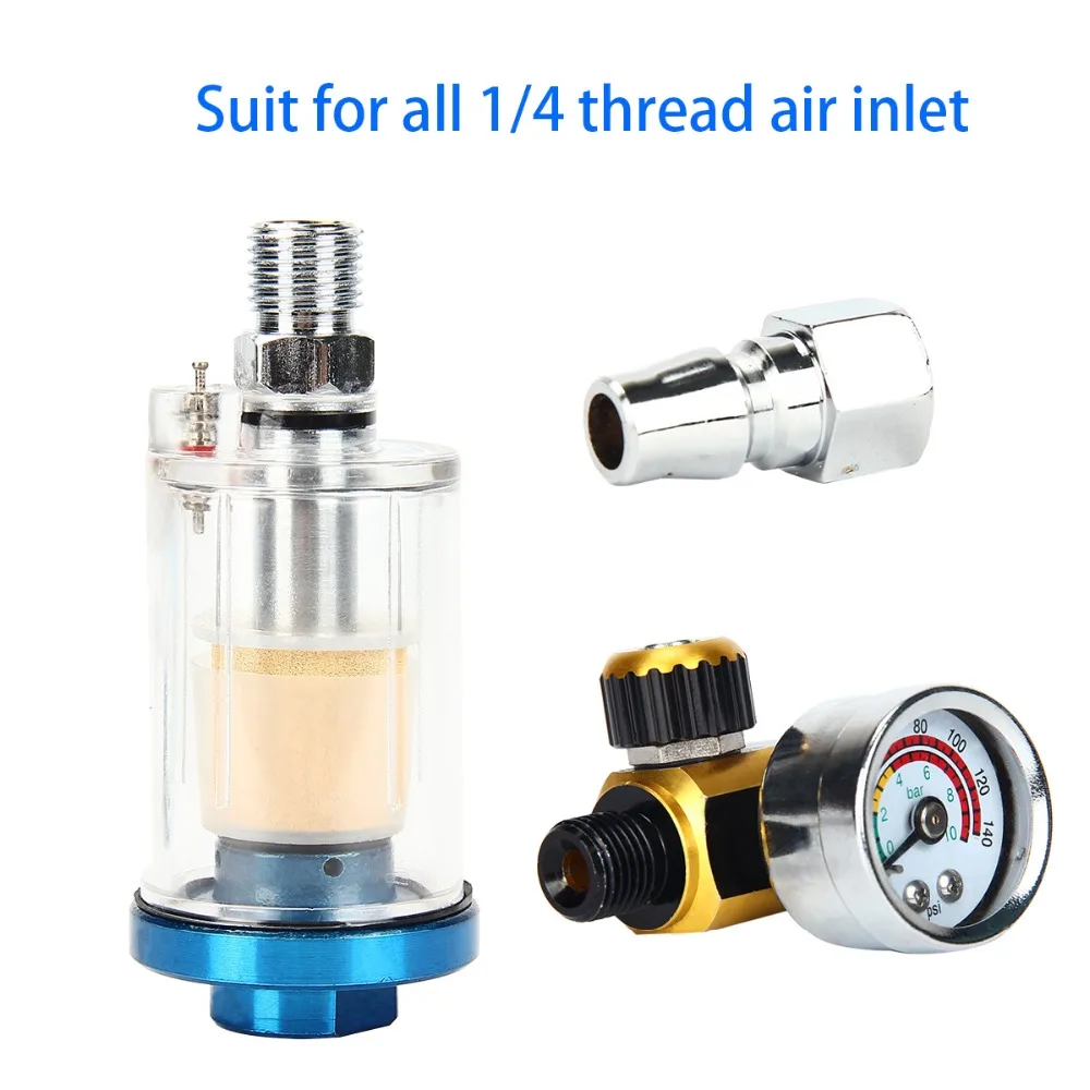 

Spray Gun Air Regulator Gauge & In-line Water Trap Filter Tool Air Filter Oil-Water Separater