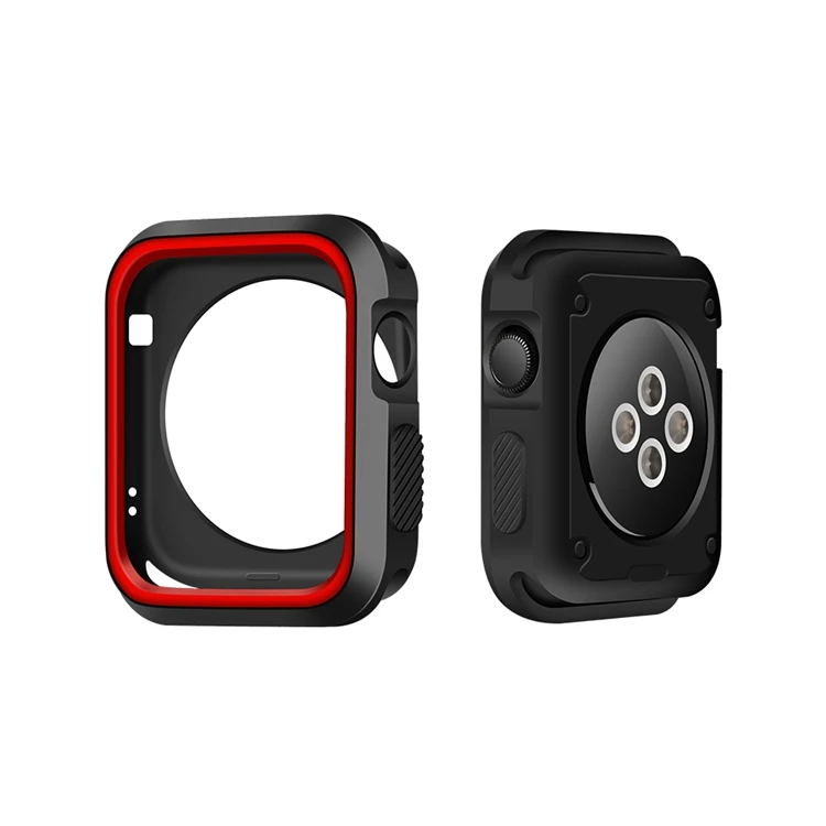 Силиконовый бампер для Apple Watch 5 Чехол 44 мм 40 мм iWatch чехол 42 мм/38 мм мягкий защитный чехол Apple watch 4 3 2 1 Аксессуары 44 - Цвет: black red