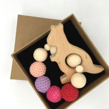Crochet Bead Teething Ring Untreated Maple font b Teether b font with font b Organic b