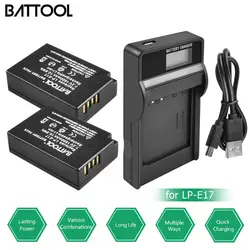 BATTOOL LP-E17 LPE17 LP E17 Перезаряжаемые батареи + ЖК-дисплей Зарядное устройство для Canon EOS M3 M5 750D 760D T6i T6s 800D 8000D поцелуй X8i