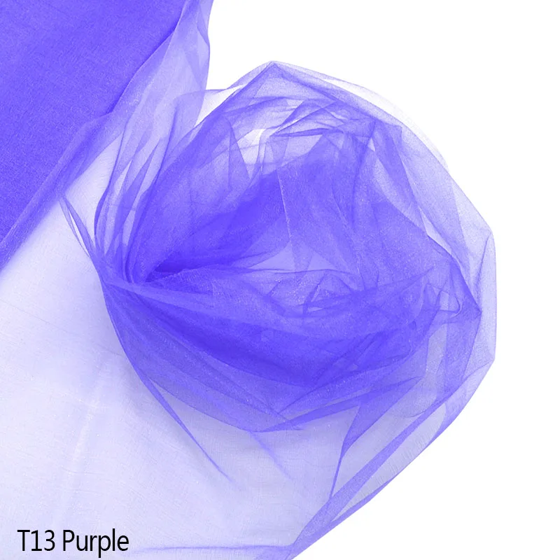 48cmx5m voile Yarn Crystal Tulle Roll Sheer Organza Gauze Element for DIY Birthday Wedding Party Arch Tulle Fabric Decoration - Цвет: Purple