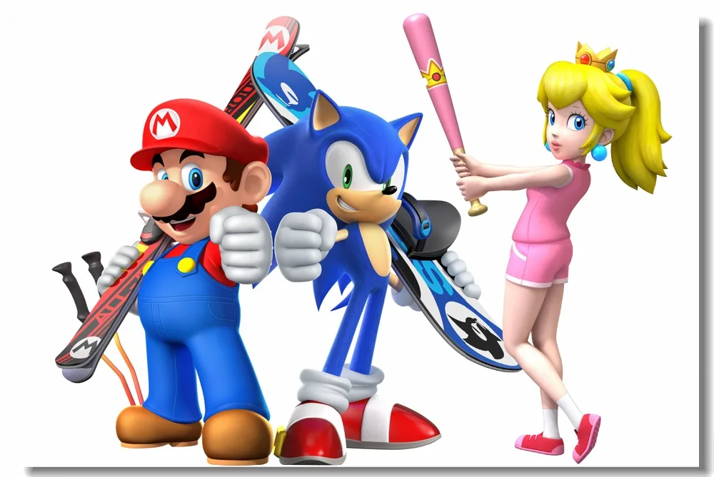 Пользовательские холст настенные картины плакат &quotСупер Марио&quot Yoshi Toad Теннис