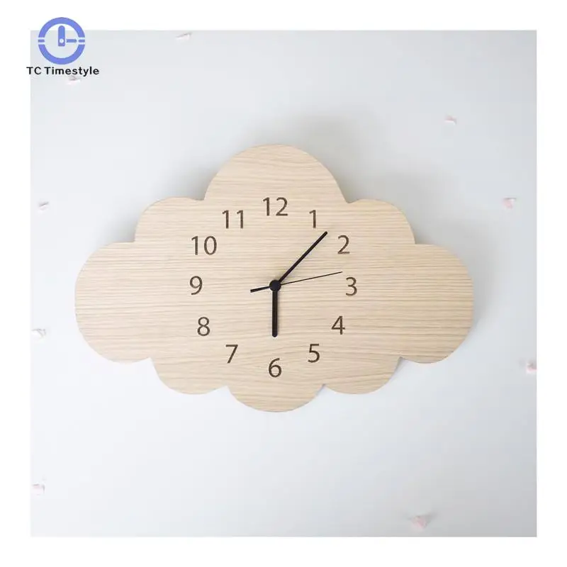 Cloud Mute Wall Clock Wooden Decoration Clocks Creative Children S Cloud Mute Wall Clock Wooden Decoration
