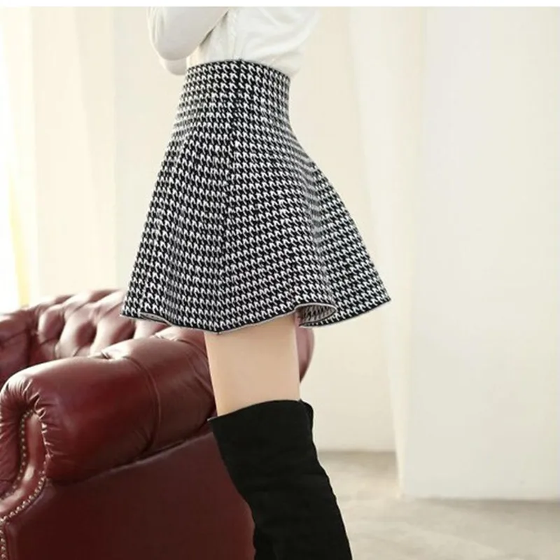 Spring Summer Woman Skirt Knitted Elastic High Waist Mini Skirt Plus Size Pleated Flared Short Skirts Ladies tutu falda ForWoman