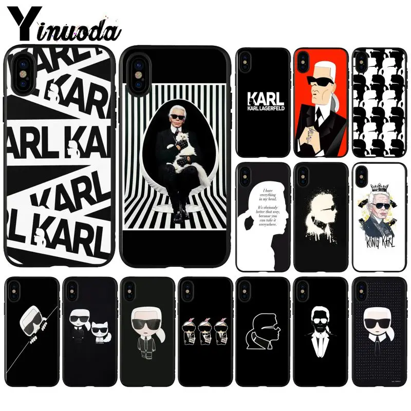 

Yinuoda Karl Lagerfeld Newly Arrived Black Cell Phone Case for Apple iPhone 8 7 6 6S Plus X XS MAX 5 5S SE XR Cover