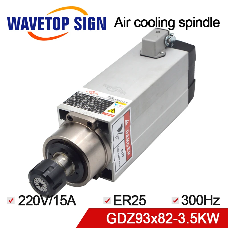 

CNC Spindle 3.5KW GDZ93*82-3.5 Air Cooling Spindle 220V/380V 15A 300HZ 18000RPM ER25 4P use for CNC Router Machine