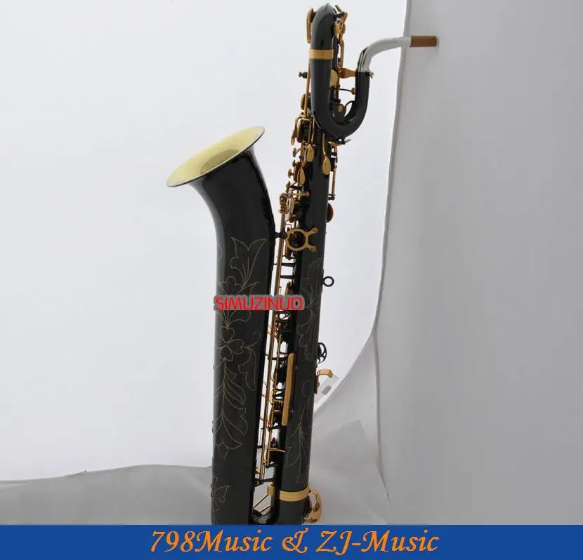 Профессиональный черный никель-Золотой и золотой колокольчик Баритон саксофон высокий F# W/кожаный чехол