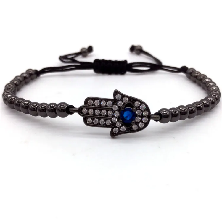 NAIQUBE Fashion Charm Bracelet For Men Women Pave CZ Hand Braided Macrame Bracelet Jewelry Gift - Окраска металла: black color