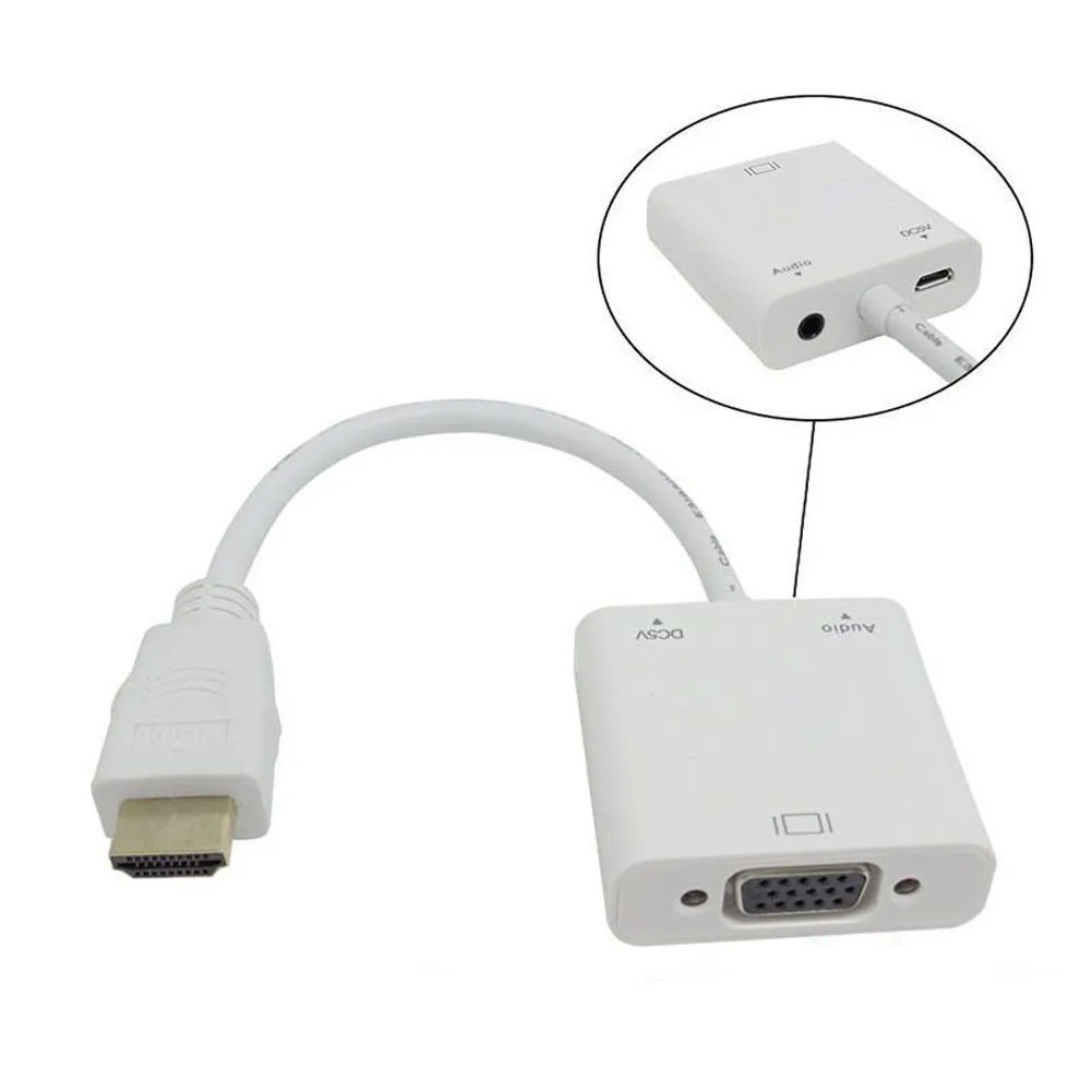 1080P HDMI в VGA адаптер конвертер с USB питания 3 5 мм аудио кабель для HDTV PC ноутбук