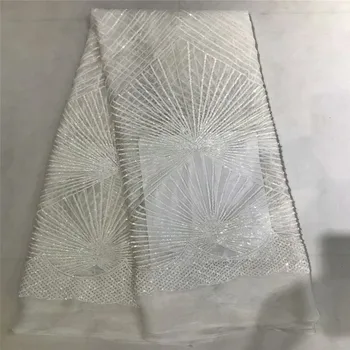 

French Lace Fabric High Class African Laces Fabric Double Organza With Sequins Embroidery For Sewing Beauty Women Dress X275-1