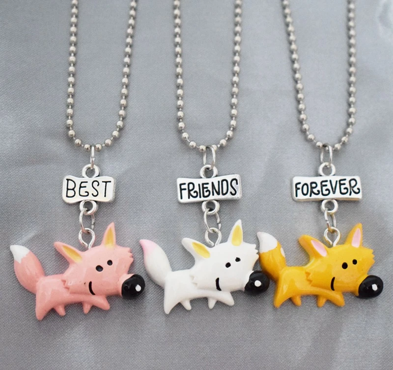 Resin Cute Clever Foxes Pendant Necklace Children Bff 3 Best Friends Forever Animals Friendship Jewelry Birthday Gifts For Kids Pendant Necklaces Aliexpress