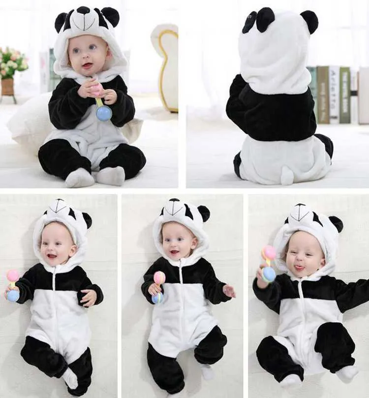 Kawaii Hello Kitty Panda Baby Girls Clothes Animal Baby Rompers Costume Winter Fleece Clothes For Boys Warm Snowsuit Jumpsuit (6)
