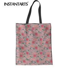 INSTANTARTS Женская холщовая сумка-шоппер 3D Животный Дельфин цветочный принт женские розовые сумочки повседневные большие многоразовые тканевые сумки