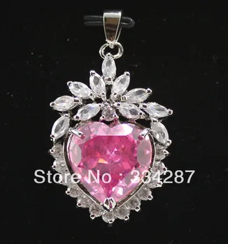 

3 color! noblest pink/red/blue/purple heart love zircon pendant free chain
