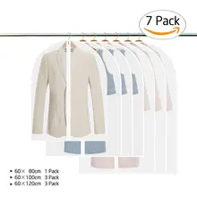 7 пакет Водонепроницаемый мешок одежды одежда Пылезащитный чехол на молнии Прозрачный влажной одежды сумка Бытовая Одежда сумка для хранения