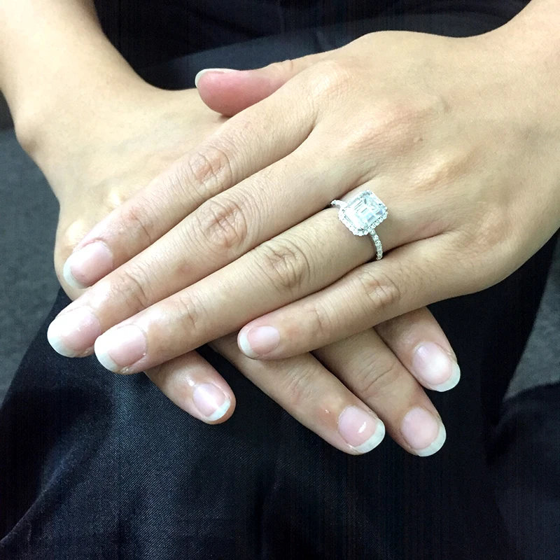 AEAW однотонное кольцо из белого золота 14 к 1ctw Moissanite DF с изумрудами роскошное
