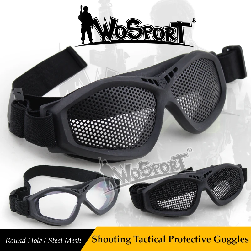 

WoSporT NEW Tactical Shooting Steel Net Mesh Eye Protective Goggles Outdoor Airsoft CS Field Game Military Army Combat Glasses