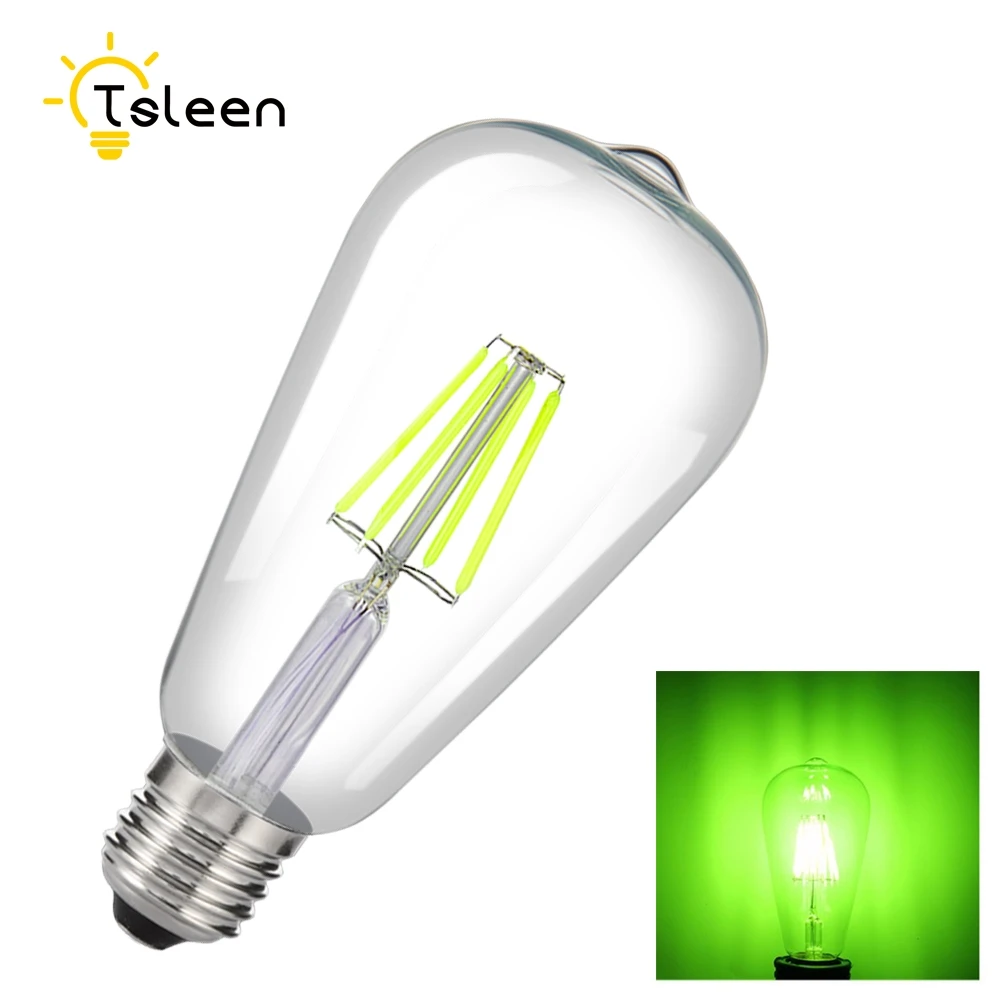 

1PC RETRO EDISON BULB ST64 E27 SCREW LED FILAMENT AC 220V/110V 85-265V 8W AMPOULE LED E27 COLORFUL LIGHT WEDDING PUB LAMP