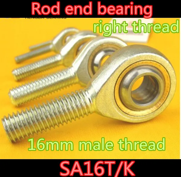 2pcs/lot SA16T/K 16mm male thread Metric Thread Rod End Joint Bearing