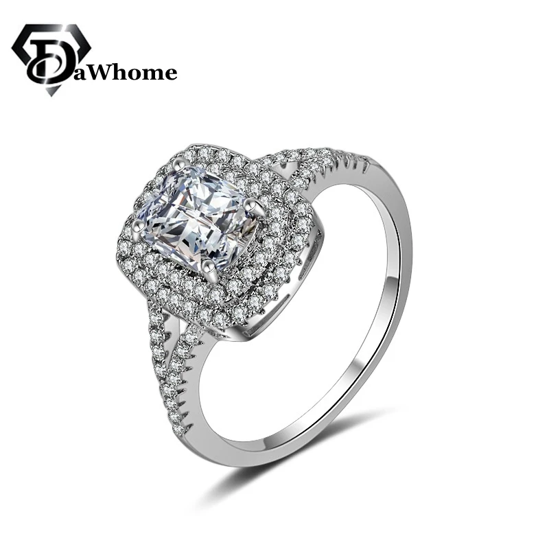 

Women's Fashion Wedding Jewelry Big Cubic Zirconia Ring Female Engagement Ring Female Crystal Silver Ring Party Gift
