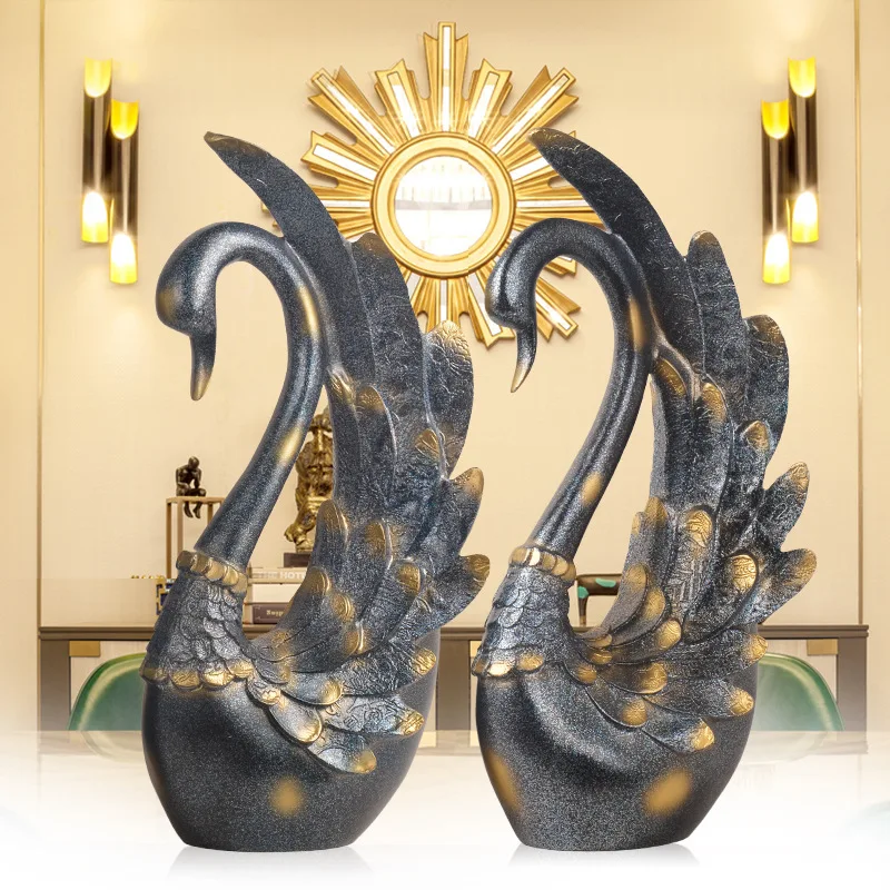 

46CM Continental Style Birds Retro Swan Resin Artwork SIMPLE Home Desktop Decoration Office Action Figure Model Toy L1614