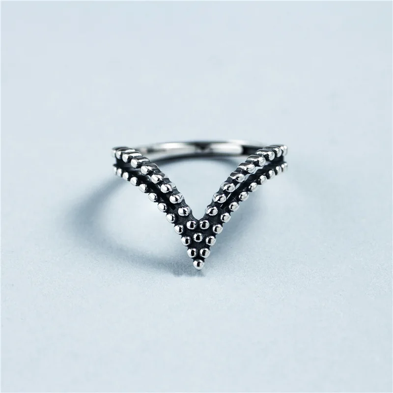 punk letter V rings woman 100% S925 silver Jewelry fashion resize rings for men gift silver ring simple INS style high quality