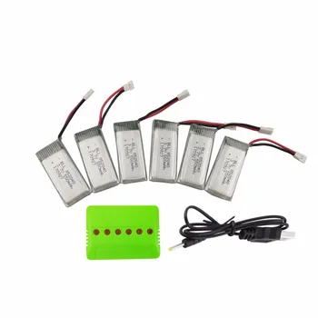

JXD523 523W H43W with 6PCS 3.7V 550mah lithium battery and 6 in 1 charger folding four-axis aircraft remote control UAV battery