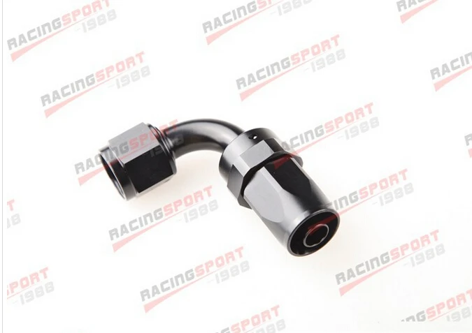 

12AN AN12 90D SWIVEL OIL FUEL GAS LINE HOSE END FITTING ADAPTOR SHD-90D-12black