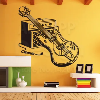 

Art new design vinyl house decoration cheap guitar set wall sticker colorful home decor music equipment decals in family rooms