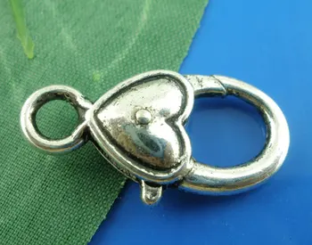 

Zinc metal alloy Lobster Clasp Silver Color Heart Pattern 27mm(1 1/8") x 13mm( 4/8"), 2 PCs new