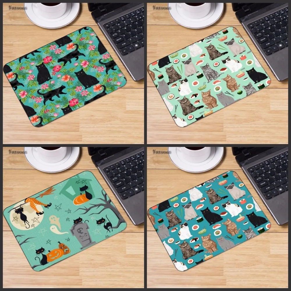 Yuzuoan Cute Black Cat Computer Animal Mouse Pad Small Gift Mousepads