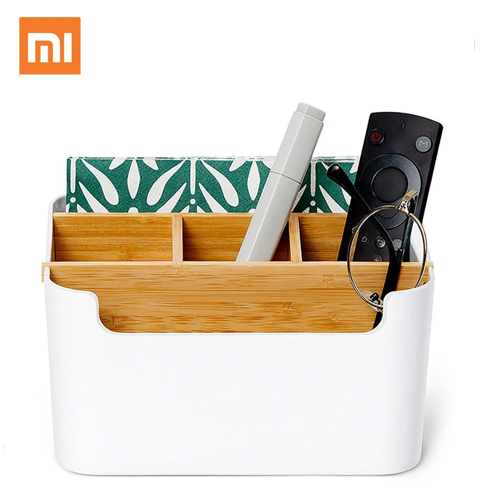 

Xiaomi Mijia Storage Organiser Box Bambo Fibre Grid Design Remote Control Pen Cosmetic Debris Organize Case Box for Desktop