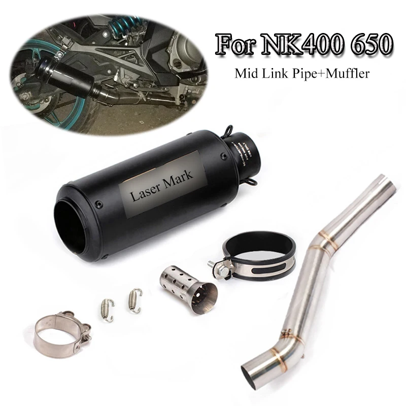 

Motorcycle Exhaust System Pipe Exhaust Tip Muffler Connect Mid Link Pipe Stainless Steel Whole Set Pipe For 400NK 650NK Escape