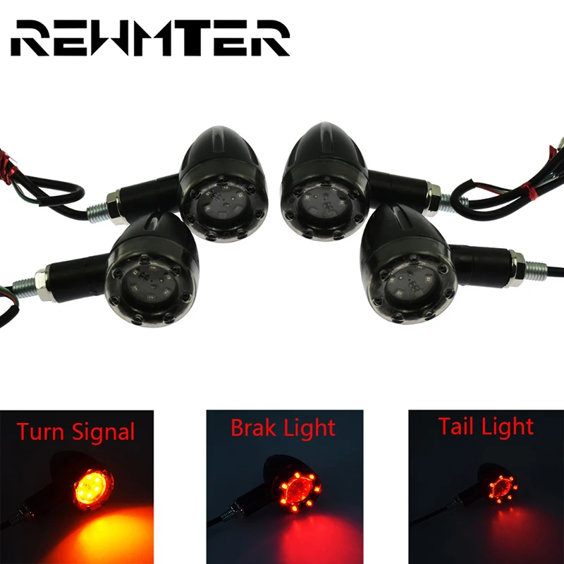 

4 PCS Universal Motorcycle LED Turn Signal Light Brake Rear Running Lamp Indicators Light For Harley Cafe Racer For Kawasaki