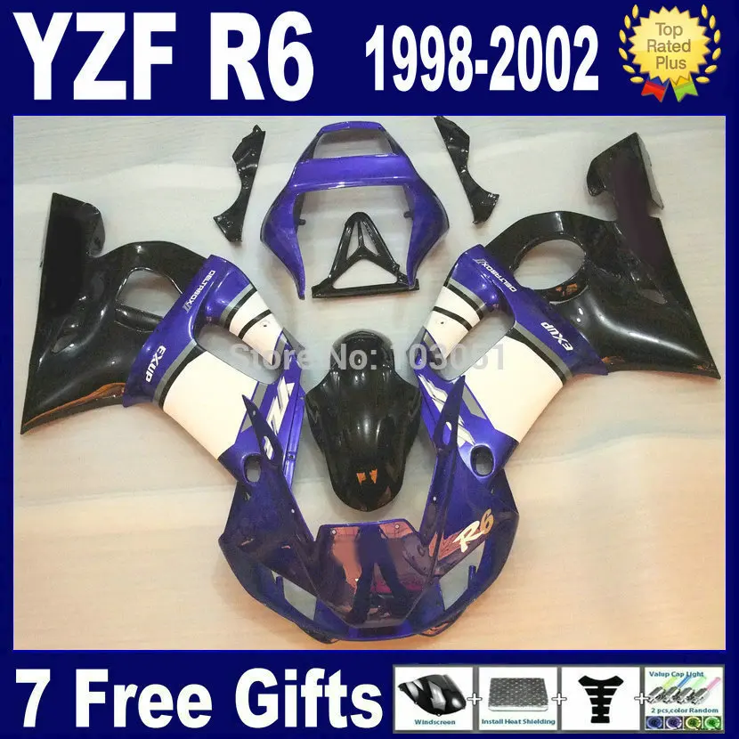 7gifts Road custom fairings for YAMAHA 1998 1999 2000 2002 R6 blue black YZF 98 99 00 01 02 motorcycle body Fairing set | Автомобили и