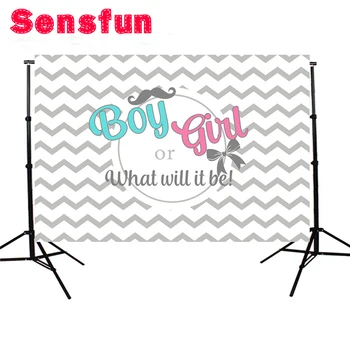 

Photo background baby shower Gender reveal backdrop Boys and Girls Gray Wave Kids custom photocall 7x5ft
