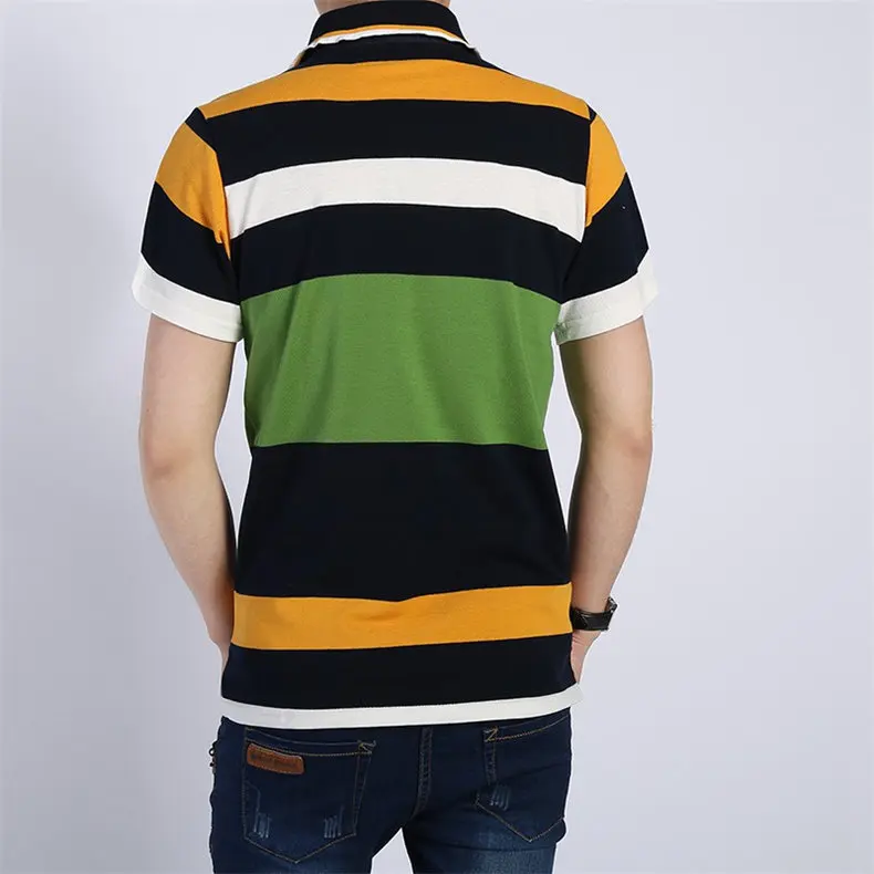 Basic Striped Polo Men Summer Short Sleeve Cotton Breathable Men Polos Male Quality Chinese Brand Clothing Fast Dry Top Tees 4XL 2