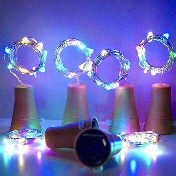 

Hot Sale 6 Pack Solar Powered Wine Bottle Lights, 10 LED Waterproof Colorful Copper Cork Shaped Lights for Wedding Christmas,